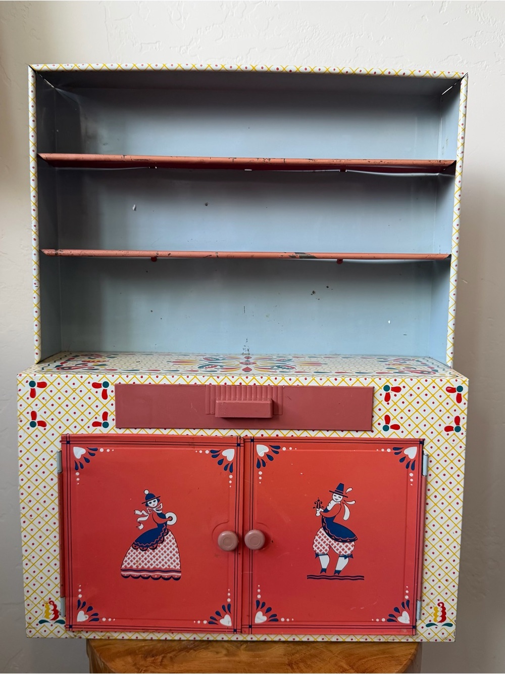 IDEAL Metal Childs Toy Kitchen Display Cabinet Hutch LARGE Vintage MCM Metal Toy